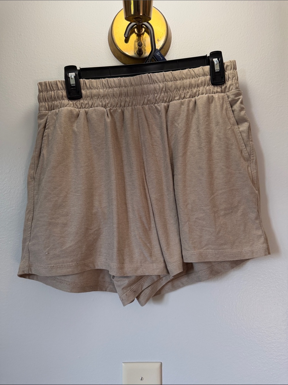 Athletic Works Beige Elastic-Waist Athletic Shorts